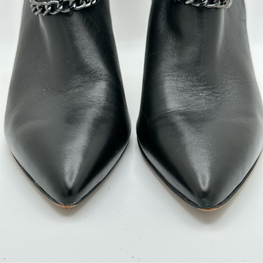 GILI G.I.L.I. Maxette Leather Ankle Boot Chain Detail BLACK 8M Spike Heel - Picture 6 of 11